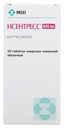 Исентресс, таблетки, покрытые пленочной оболочкой 400мг, 60 шт