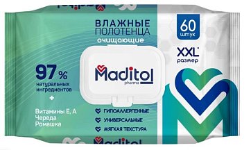 Maditol Pharma (Мадитол), полотенца влажные очищающие, 60 шт