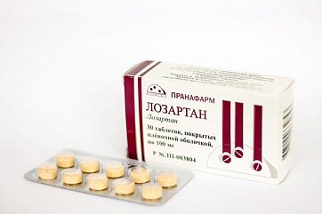 Лозартан, таблетки, покрытые пленочной оболочкой 100мг, 30 шт