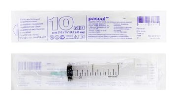 Шприц 10мл Pascal 3-компонентный одноразовый, игла 21G 1шт