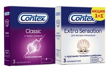 Contex (Контекс) набор презервативы Classic, 3шт + презервативы Extra Sensation, 3шт