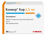 Купить конкор кор, таблетки, покрытые пленочной оболочкой 2,5мг, 90 шт в Нижнем Новгороде