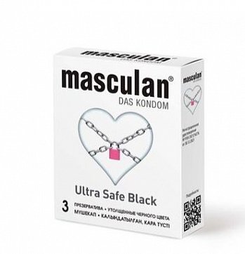 Masculan (Маскулан) Презервативы утолщенные черного цвета Black Ultra Safe 3шт