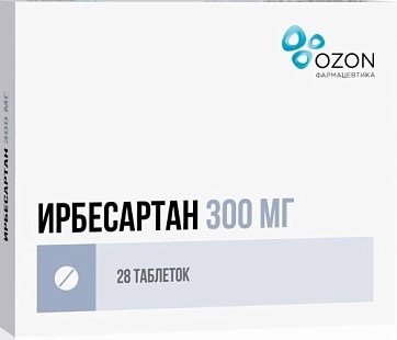 Ирбесартан, таблетки 300мг, 28 шт