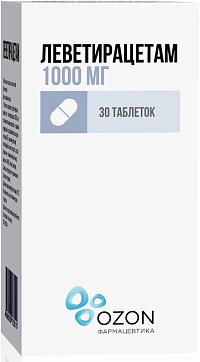 Леветирацетам, таблетки, покрытые пленочной оболочкой 1000мг, 30 шт